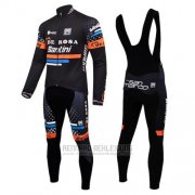 2015 Fahrradbekleidung De Rose Shwarz und Orange Trikot Langarm und Tragerhose