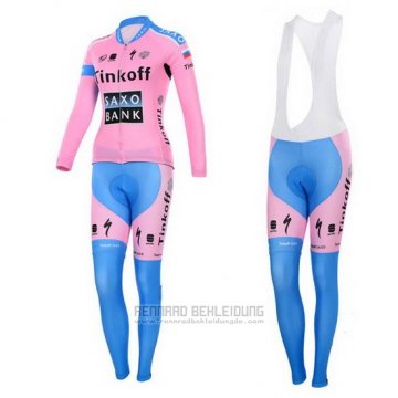 2015 Fahrradbekleidung Frau Saxo Bank Fuchsie Trikot Langarm und Tragerhose