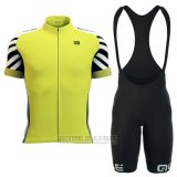 2016 Fahrradbekleidung ALE Wei und Gelb Trikot Kurzarm und Tragerhose