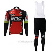 2017 Fahrradbekleidung BMC Rot und Grun Trikot Langarm und Tragerhose