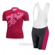 2017 Fahrradbekleidung Frau Gore Bike Wear Rot Trikot Kurzarm und Tragerhose