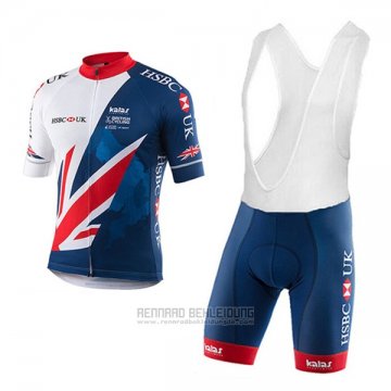 2017 Fahrradbekleidung Great Britain Blau und Wei Trikot Kurzarm und Tragerhose