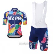 2017 Fahrradbekleidung Mapei Blau Trikot Kurzarm und Tragerhose