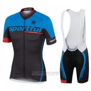 2017 Fahrradbekleidung Sportful Sc Blau und Shwarz Trikot Kurzarm und Tragerhose