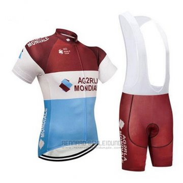 2018 Fahrradbekleidung Ag2r La Mondiale Braun und Wei Trikot Kurzarm und Tragerhose