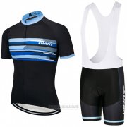 2018 Fahrradbekleidung Giant Shwarz und Blau Trikot Kurzarm und Tragerhose