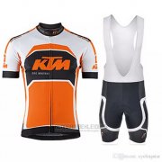 2018 Fahrradbekleidung Ktm Wei Orange Trikot Kurzarm und Tragerhose