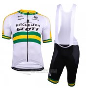 2018 Fahrradbekleidung Mitchelton Scott Champion Australien Trikot Kurzarm und Tragerhose