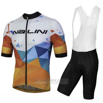 2018 Fahrradbekleidung Nalini Ahs Discesa Wei und Orange Trikot Kurzarm und Tragerhose