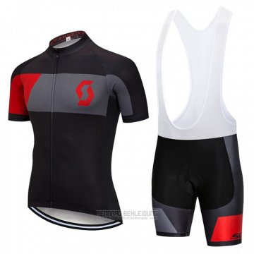 2018 Fahrradbekleidung Scott Shwarz und Rot Trikot Kurzarm und Tragerhose