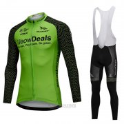 2018 Fahrradbekleidung Waowdeals Grun und Shwarz Trikot Langarm und Tragerhose