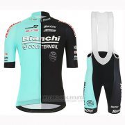 2019 Fahrradbekleidung Bianchi Countervail Shwarz Grun Trikot Kurzarm und Tragerhose