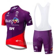 2019 Fahrradbekleidung Burgos BH Volett Rot Trikot Kurzarm und Tragerhose