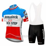 2019 Fahrradbekleidung Deceuninck Quick Step Blau Wei Rot Trikot Kurzarm und Tragerhose