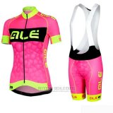 2019 Fahrradbekleidung Frau ALE Rosa Shwarz Trikot Kurzarm und Tragerhose