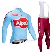 2019 Fahrradbekleidung Katusha Alpecin Blau Rot Trikot Langarm und Tragerhose