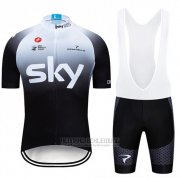 2019 Fahrradbekleidung Sky Wei Shwarz Trikot Kurzarm und Tragerhose