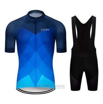 2020 Fahrradbekleidung Le Col Hellblau Tief Blau Trikot Kurzarm und Tragerhose