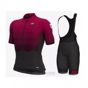 2021 Fahrradbekleidung ALE Dunkel Rot Trikot Kurzarm und Tragerhose