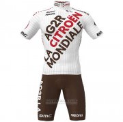 2021 Fahrradbekleidung Ag2r La Mondiale Wei Trikot Kurzarm und Tragerhose