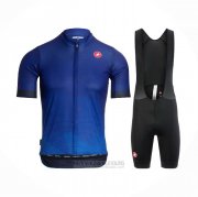 2021 Fahrradbekleidung Castelli Hell Blau Trikot Kurzarm und Tragerhose