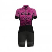 2021 Fahrradbekleidung Frau ALE Dunkel Fuchsie Trikot Kurzarm und Tragerhose
