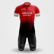 2022 Fahrradbekleidung Arkea Samsic Rot Shwarz Trikot Kurzarm und Tragerhose