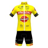 2022 Fahrradbekleidung Bingoal WB Gelb Trikot Kurzarm und Tragerhose