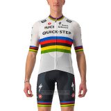 2022 Fahrradbekleidung UCI Deceuninck Quick Step Wei Trikot Kurzarm und Tragerhose