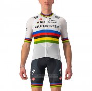 2022 Fahrradbekleidung UCI Deceuninck Quick Step Wei Trikot Kurzarm und Tragerhose