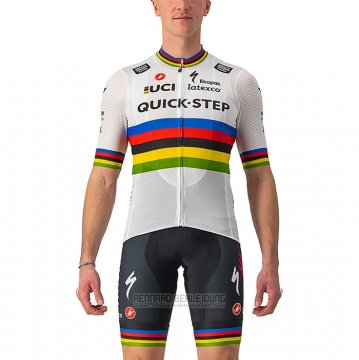 2022 Fahrradbekleidung UCI Deceuninck Quick Step Wei Trikot Kurzarm und Tragerhose