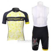 2012 Fahrradbekleidung Livestrong Shwarz und Gelb Trikot Kurzarm und Tragerhose
