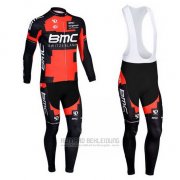 2013 Fahrradbekleidung BMC Shwarz und Rot Trikot Langarm und Tragerhose