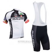 2013 Fahrradbekleidung Raleigh Wei und Shwarz Trikot Kurzarm und Tragerhose