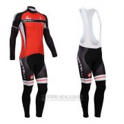 2014 Fahrradbekleidung Castelli Rot Trikot Langarm und Tragerhose