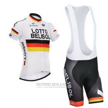 2014 Fahrradbekleidung Lotto Belisol Campion Deutschland Trikot Kurzarm und Tragerhose