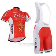 2015 Fahrradbekleidung Cofidis Rot Trikot Kurzarm und Tragerhose