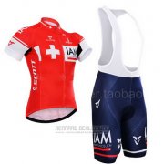 2015 Fahrradbekleidung IAM Champion Schweiz Trikot Kurzarm und Tragerhose