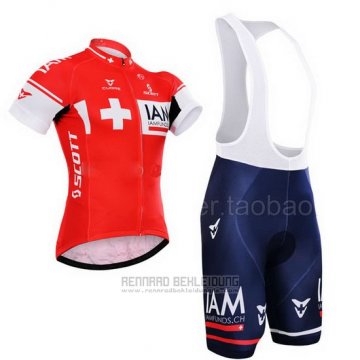 2015 Fahrradbekleidung IAM Champion Schweiz Trikot Kurzarm und Tragerhose