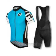 2016 Fahrradbekleidung Assos Shwarz und Blau Trikot Kurzarm und Tragerhose