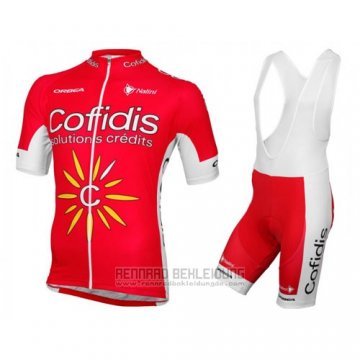 2016 Fahrradbekleidung Cofidis Rot und Wei Trikot Kurzarm und Tragerhose