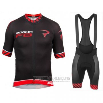 2016 Fahrradbekleidung Pinarello Shwarz und Rot Trikot Kurzarm und Tragerhose