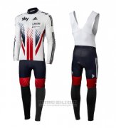 2016 Fahrradbekleidung Sky Champion Regno Unito Wei und Rot Trikot Langarm und Tragerhose