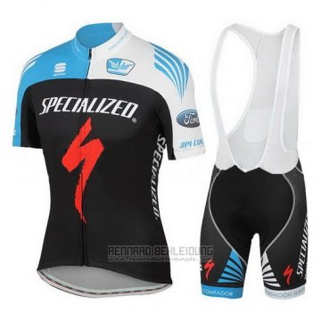 2016 Fahrradbekleidung Specialized Azurblau und Shwarz Trikot Kurzarm und Tragerhose