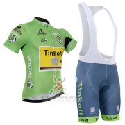 2016 Fahrradbekleidung Tinkoff Lider Grun und Shwarz Trikot Kurzarm und Tragerhose