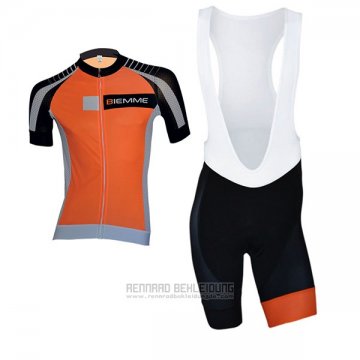 2017 Fahrradbekleidung Biemme Moody Orange Trikot Kurzarm und Tragerhose