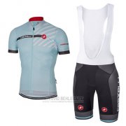 2017 Fahrradbekleidung Castelli Hellblau Trikot Kurzarm und Tragerhose