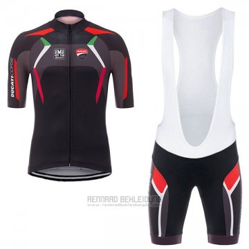 2017 Fahrradbekleidung Ducati Corse Shwarz Trikot Kurzarm und Tragerhose