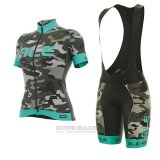 2017 Fahrradbekleidung Frau ALE Graphics Prr Camo Hellblau Trikot Kurzarm und Tragerhose