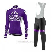 2017 Fahrradbekleidung Liv Volett Trikot Langarm und Tragerhose